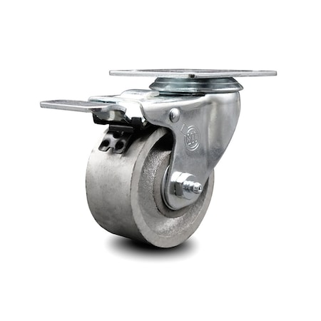 Service Caster 3 Inch Semi Steel Wheel Swivel Top Plate Caster with Total Lock Brake SCC SCC-TTL20S315-SSR